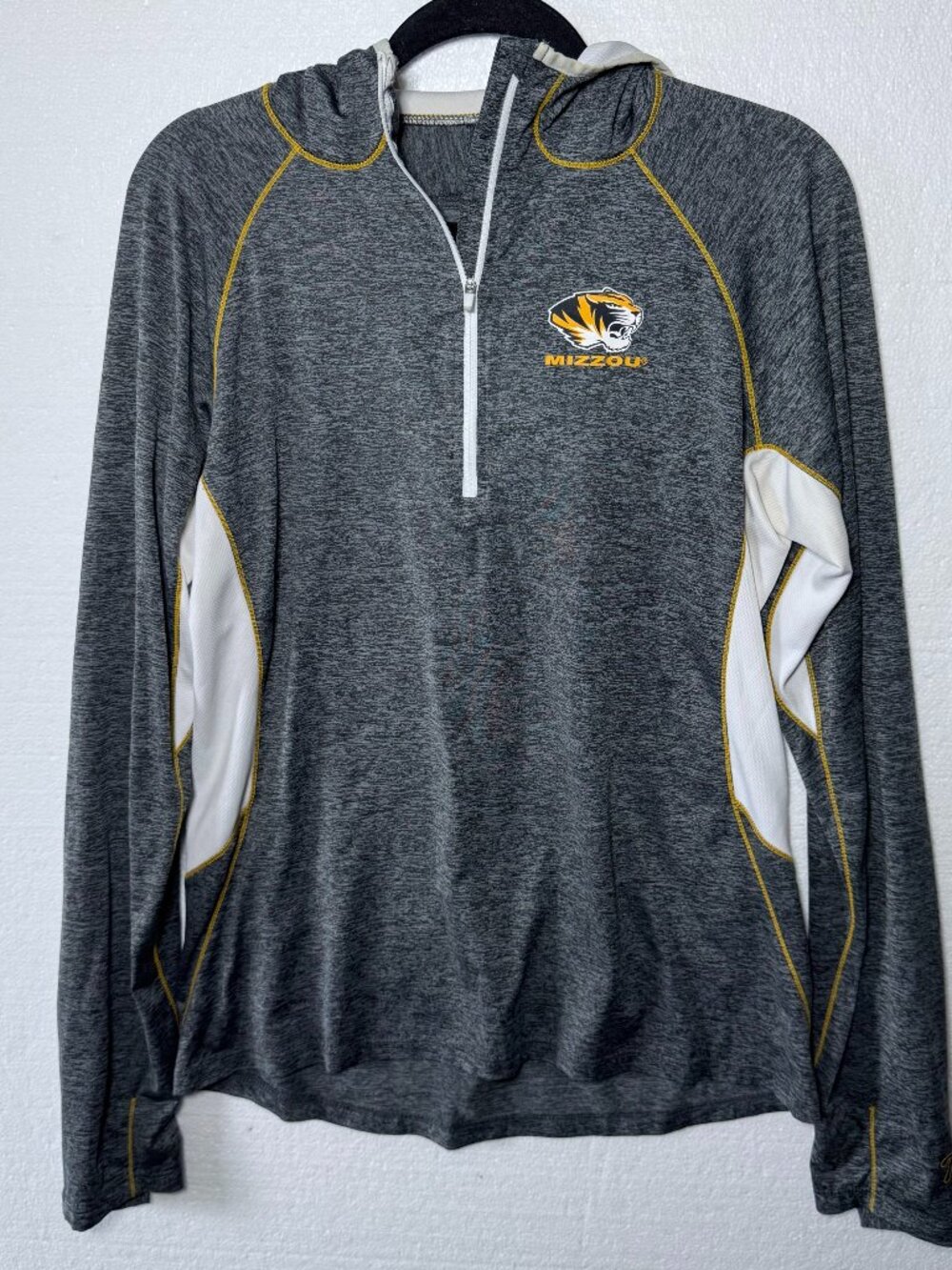 Mizzou Tigers Womens Sz Large Quarter Zip Hoodie Pullover Athletic Gray College